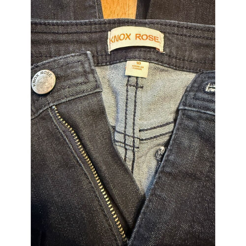 Knox Rose Jeans Womens 10 Black Denim Dark Wash Flare Legs Stretch Boho Festival - Picture 4 of 9